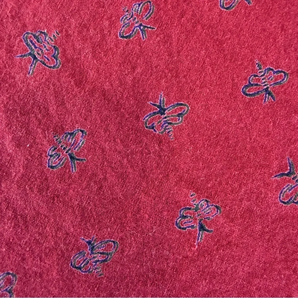 Vintage Williams-Sonoma Provence Round Cotton Tablecloth Brick Red Bees 70” GUC